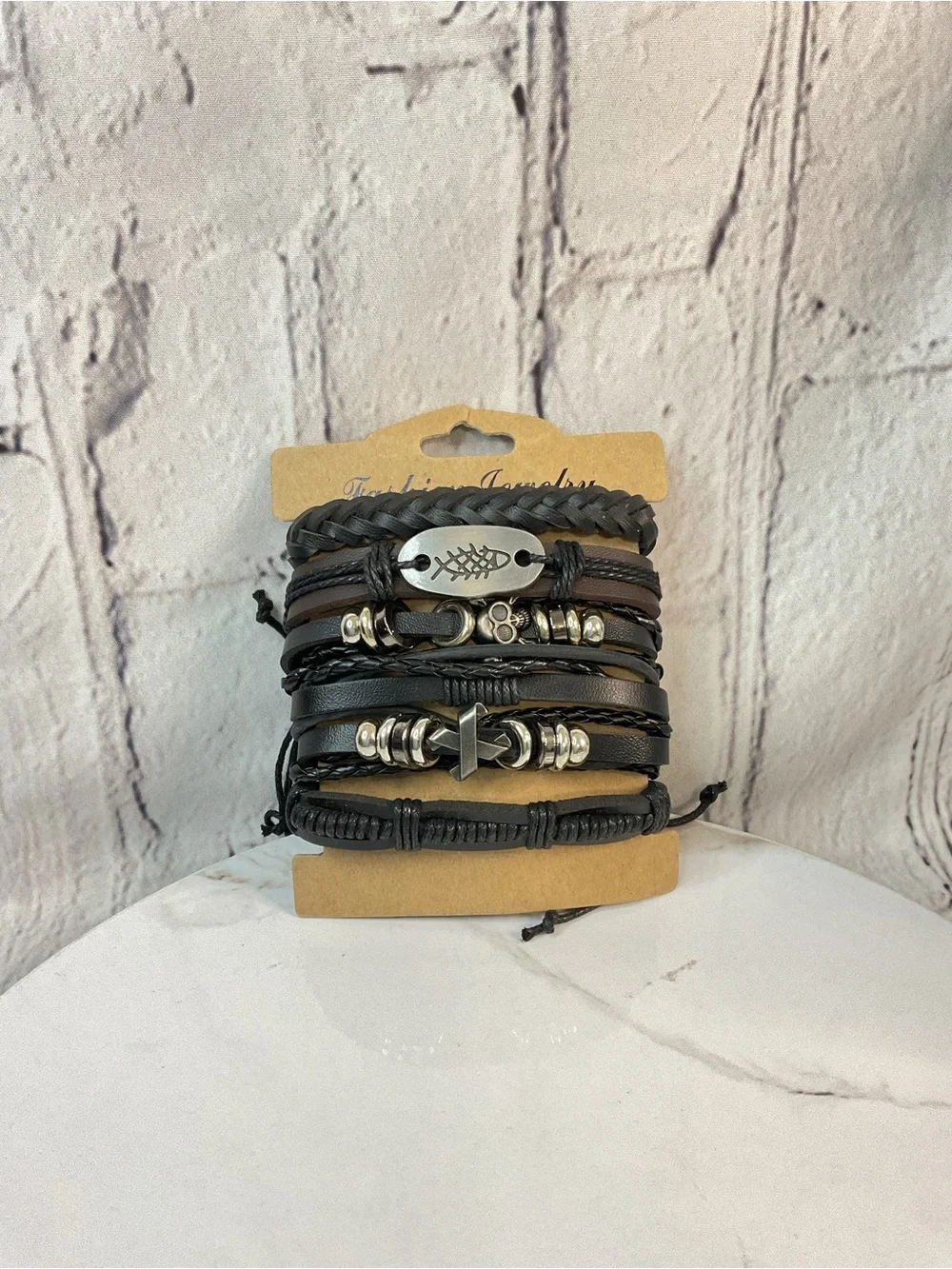 🌟🌟 Men's Black Multi-Layer Leather Bracelet Set